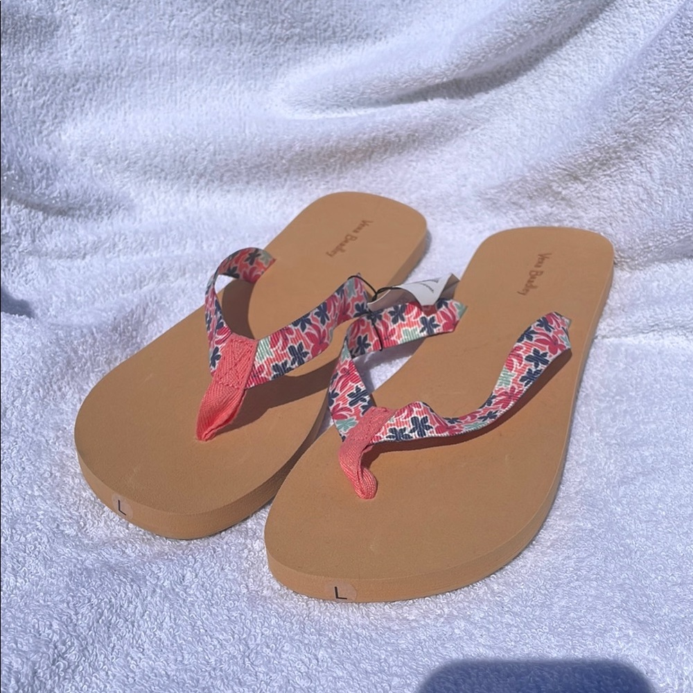 Vera Bradley Tan and Pink Sandals with Floral Straps